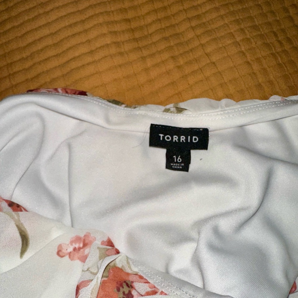 Torrid One-Shoulder Floral Dress - Pink and Cream - Picture 3 of 3